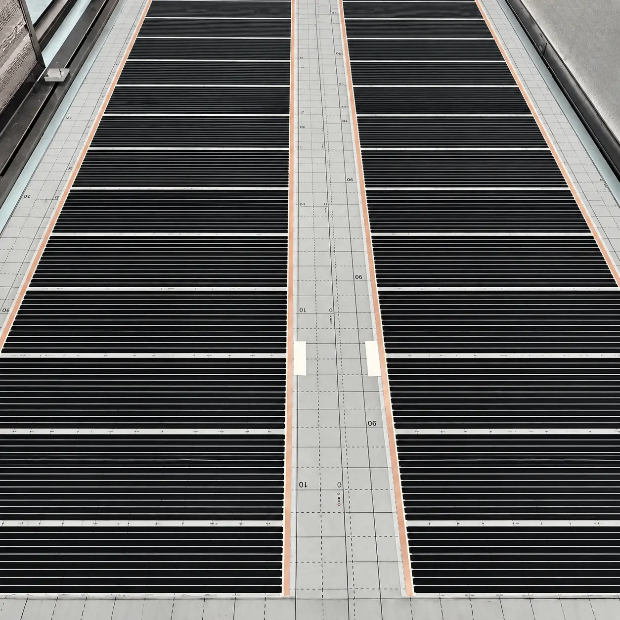 Elektromos infra padlófűtési rendszer részlete